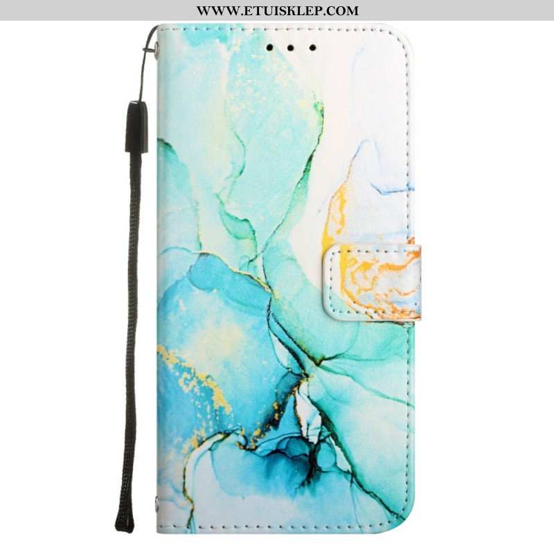 Etui Folio do OnePlus Nord CE 2 5G z Łańcuch Pasek Marmuru